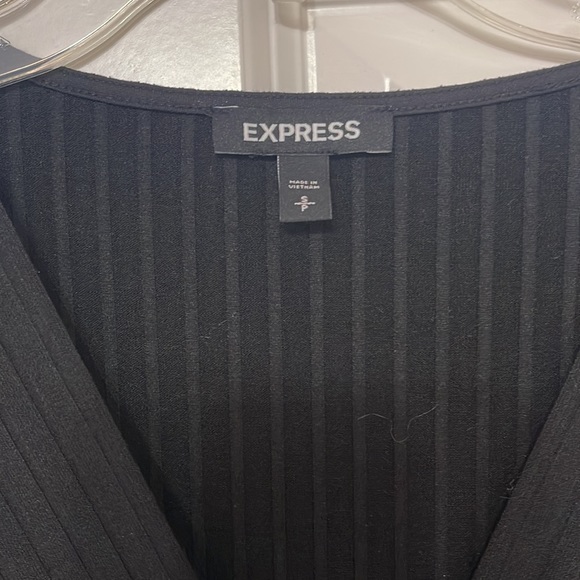 EXPRESS Ribbed Wrap Front Long Sleeve Maxi Dress - Picture 3 of 6